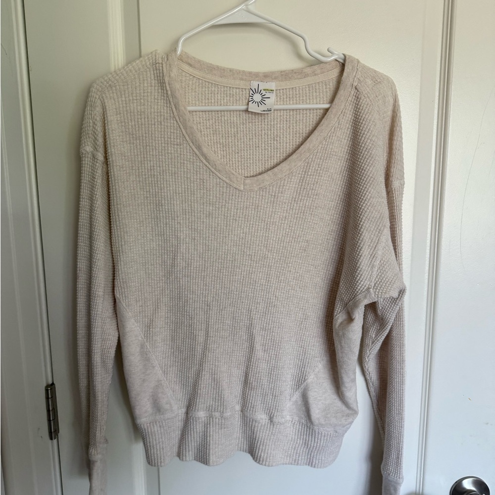 Aerie Beige V-Neck Sweater
